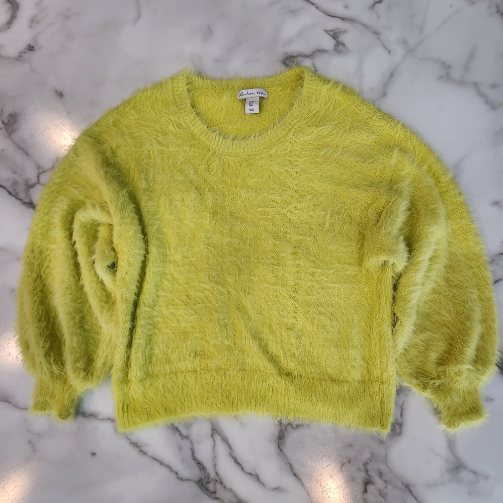 London Kaye Lime-Yellow Fuzzy Sweater